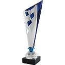 Trofeo bicolor clásico plata y azul 