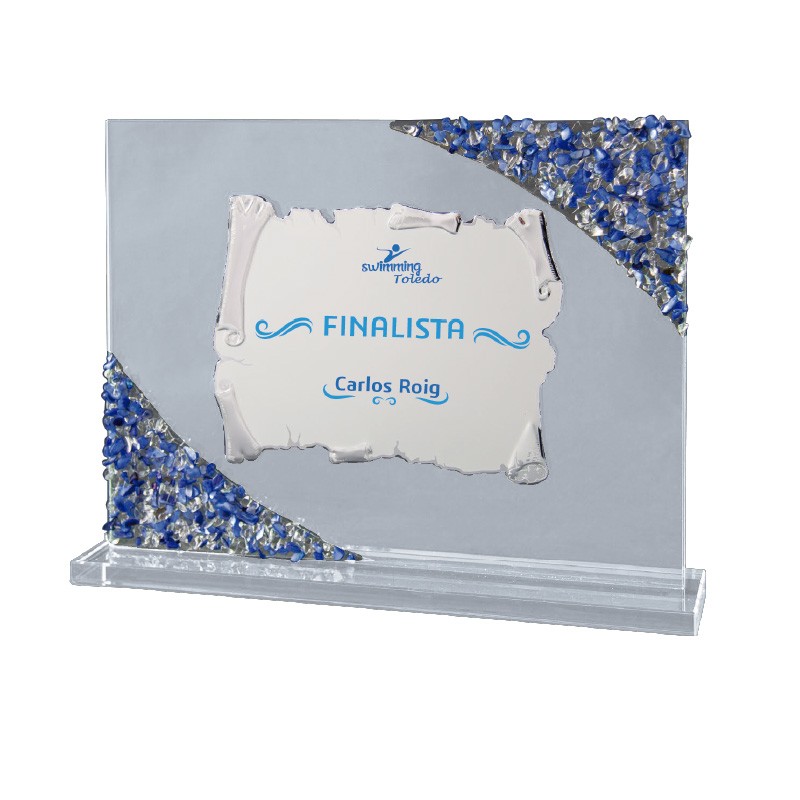 Placa homenaje de cristal y aluminio en 3 tamaños. Ref. SIENA BRUTO