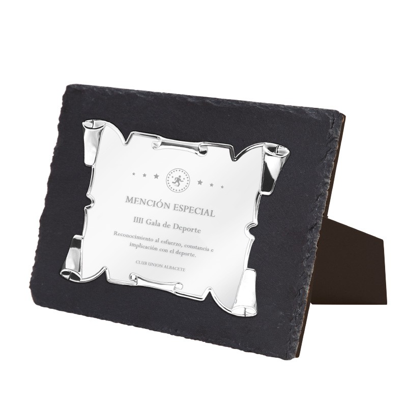 Placa homenaje de pizarra y aluminio de 2 tamaños. Ref. TEIDE