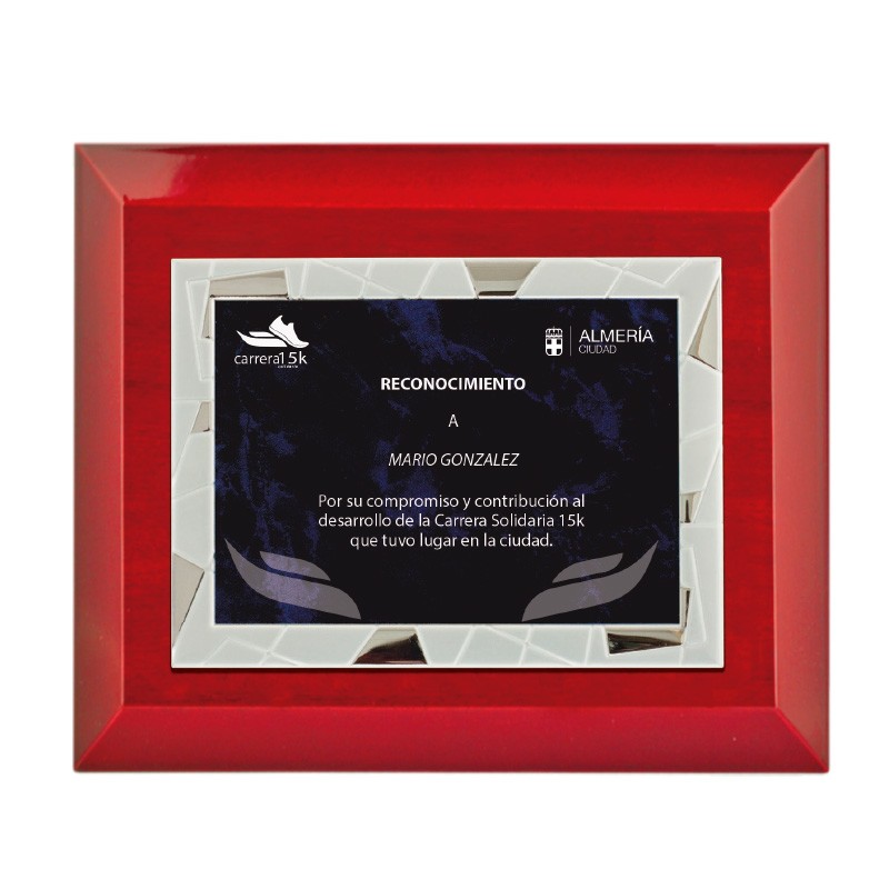 Placa homenaje en aluminio de 3 tamaños. Ref. KOZANI