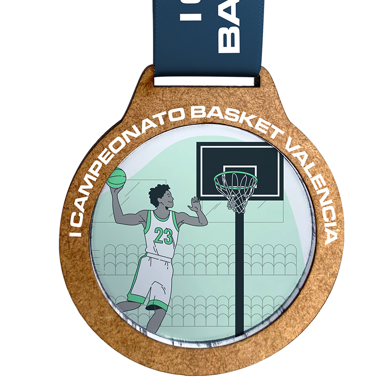 Medalla de madera S27A impresa a todo color