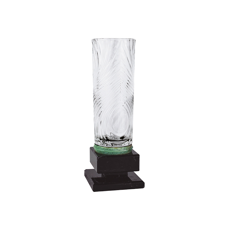 Trofeo base de cristal con peana mármol