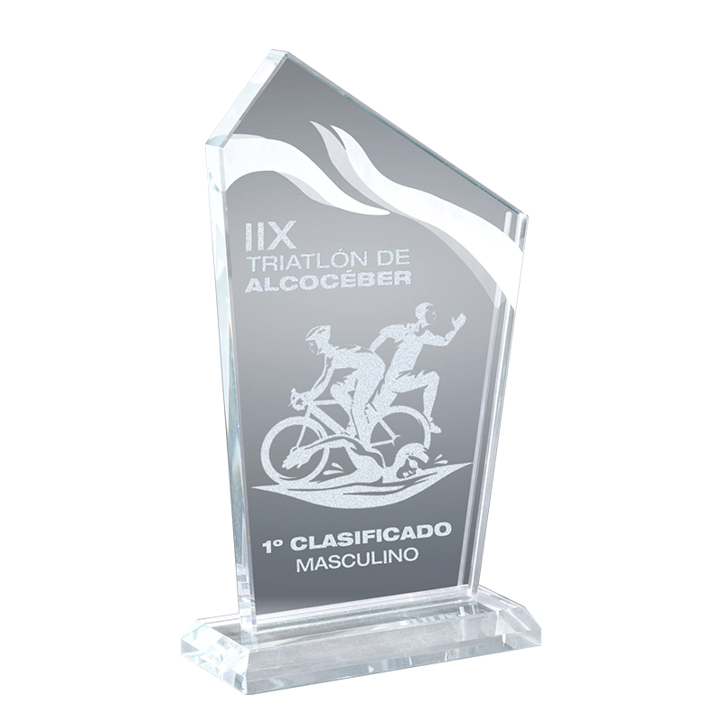 Trofeo cristal 12mm grosor grabado a láser. Ref. 24092