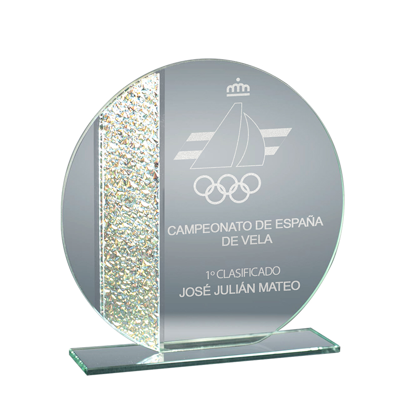 Trofeo cristal de 4mm de grosor redondo. Ref. 24104