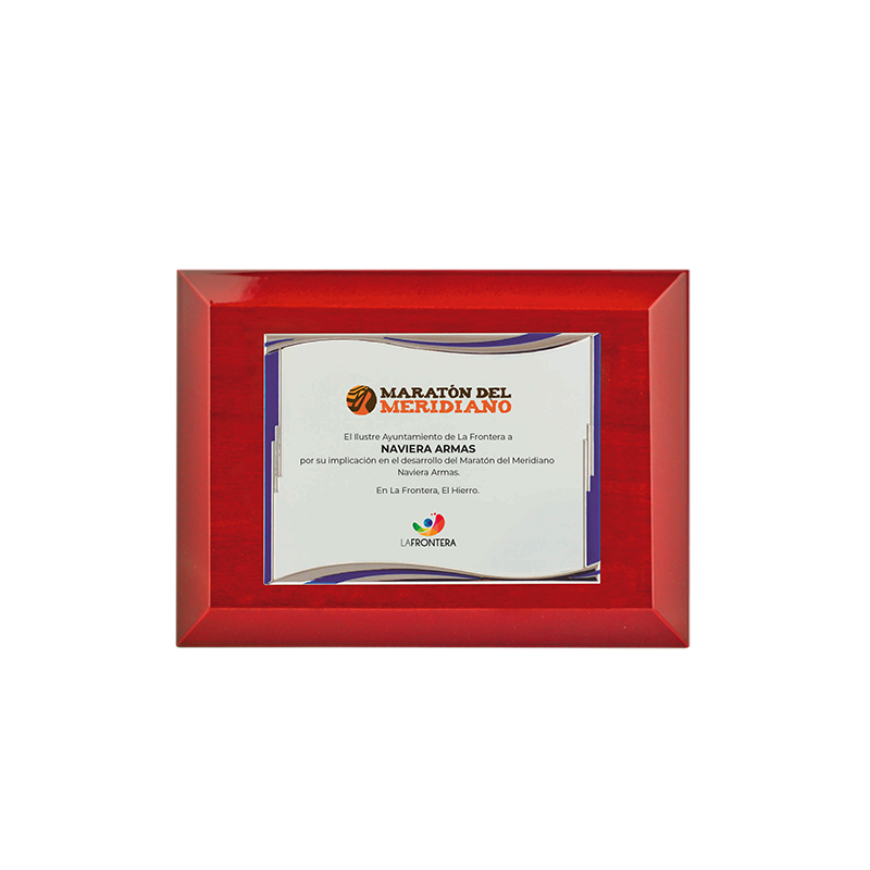 Placa homenaje en aluminio de 3 tamaños. Ref. EPIRO