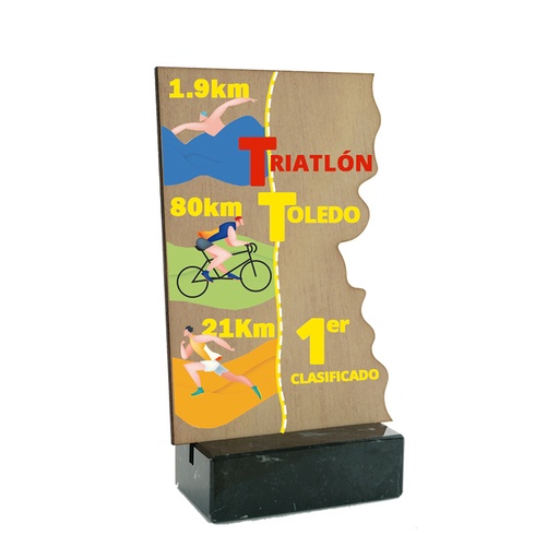Trofeo TW01 de madera impreso a todo color