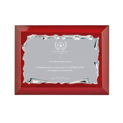 Placa homenaje en hierro de 2 tamaños. Ref. NEVADA