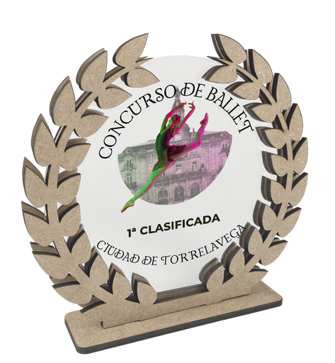 Trofeo TWM05 de madera impreso a todo color