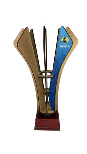 Trofeo de madera de 5 mm impreso c/peana de madera TW100