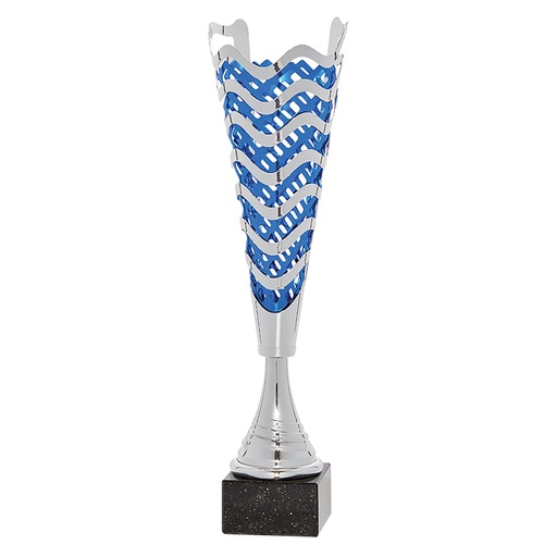 Trofeo cónico metálico Azul figura abstracta