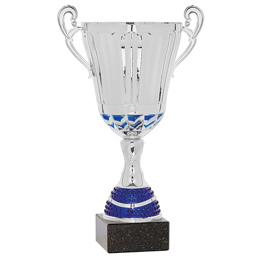 Copa plateada c/azul con asas