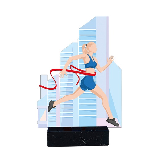 Trofeo madera de atletismo femenino de 3 alturas. Ref. 24141