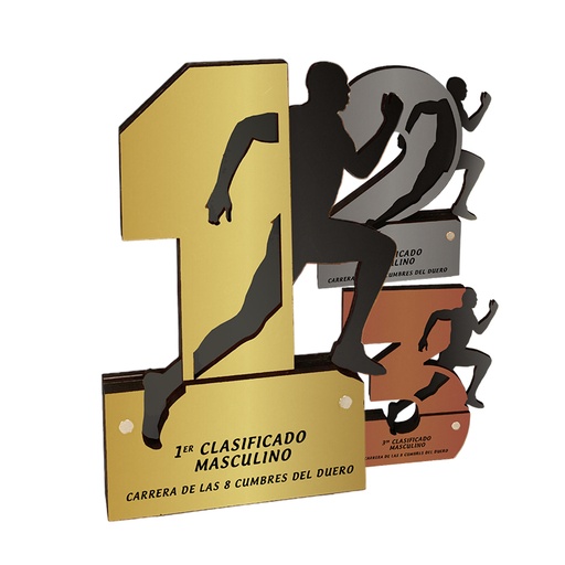 Trofeo podio Atletismo Masculino Madera. Ref. 24142
