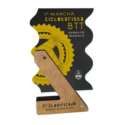 Trofeo TWM11 de madera y metacrilato impreso a todo color